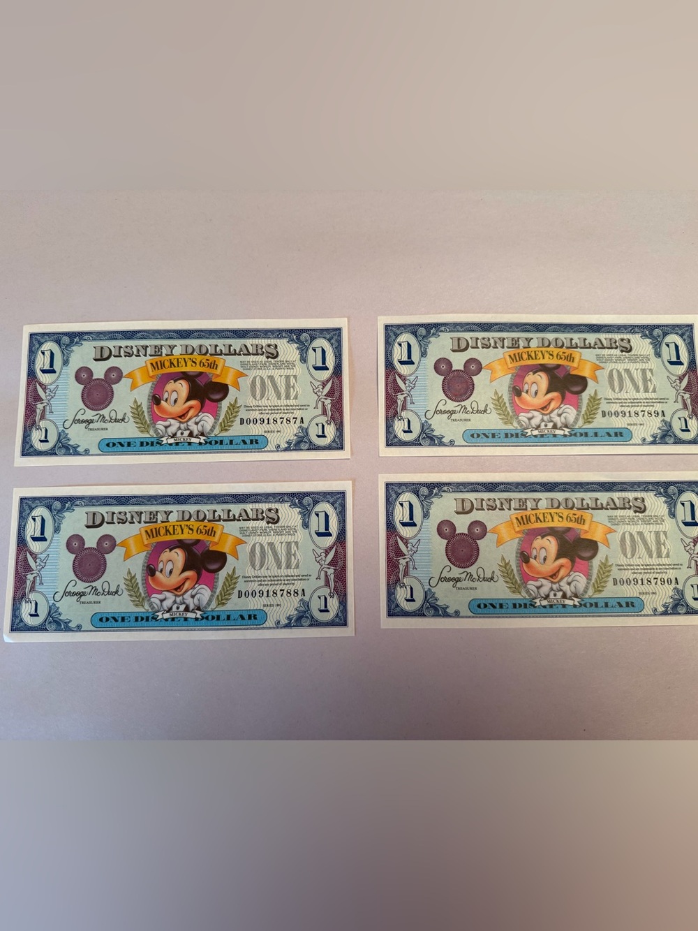 Original Mickey Disney dollar 1993 65th anniversary of Mickey
